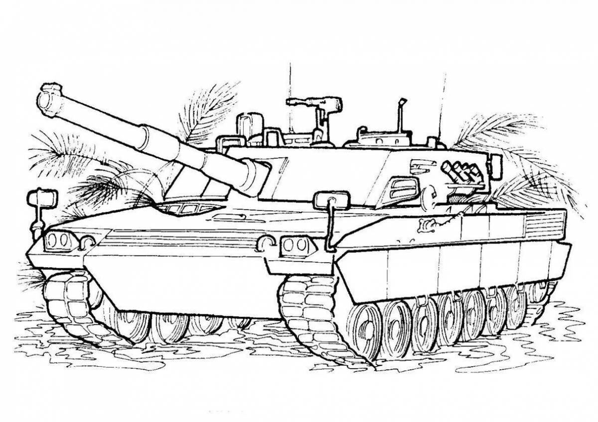 Colorful tank t 90 coloring book