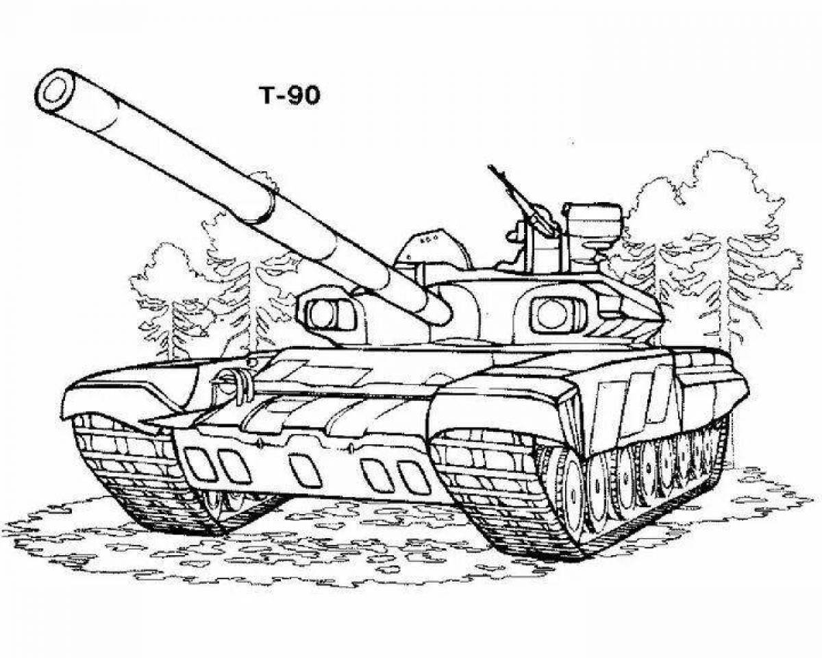 Раскраска игривый танк т 90