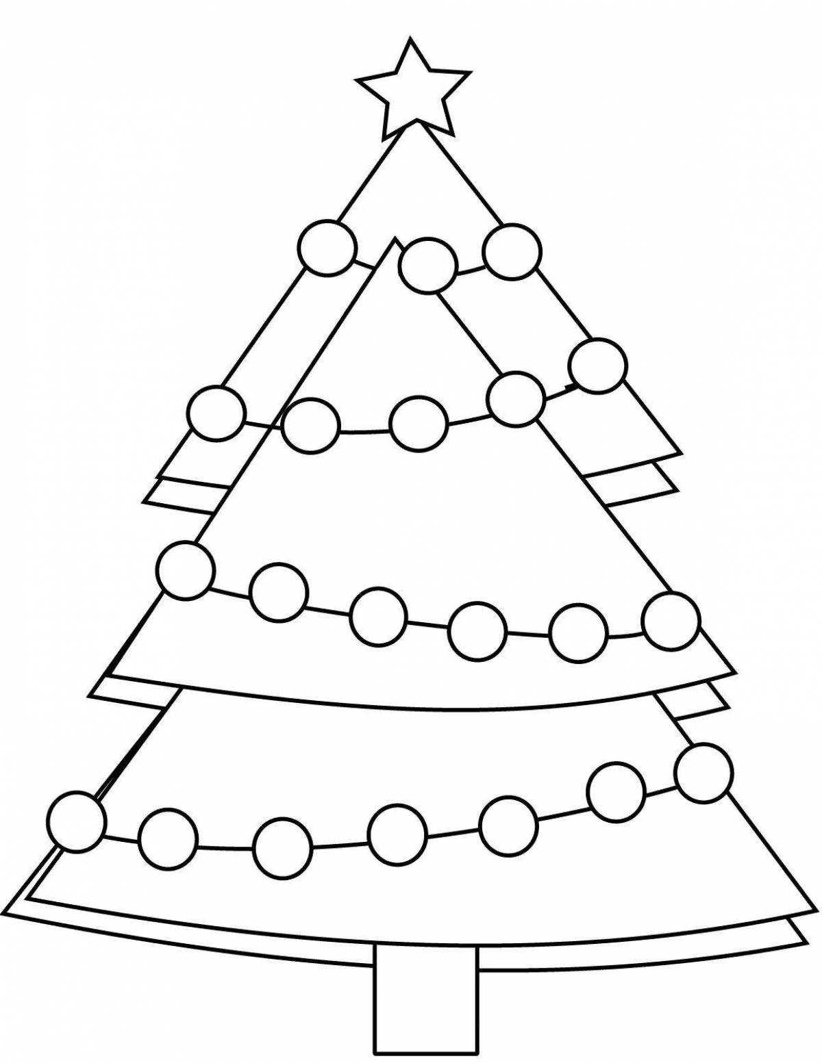 Colorful christmas tree coloring page for kids