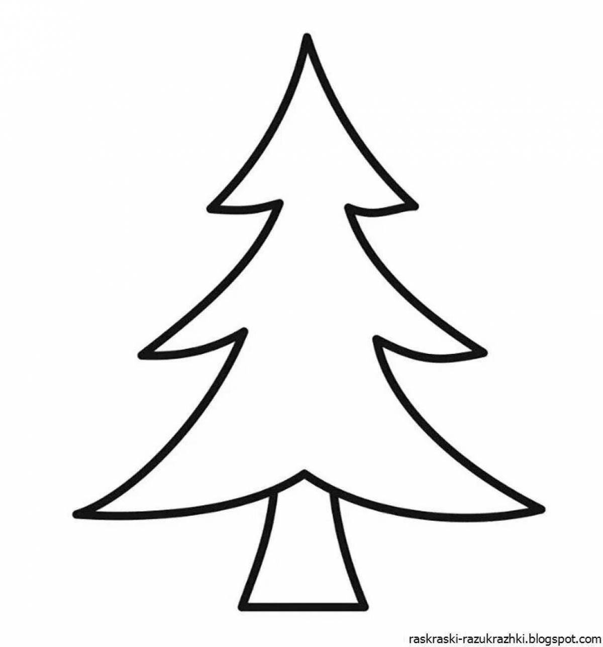Playful christmas tree coloring page for kids