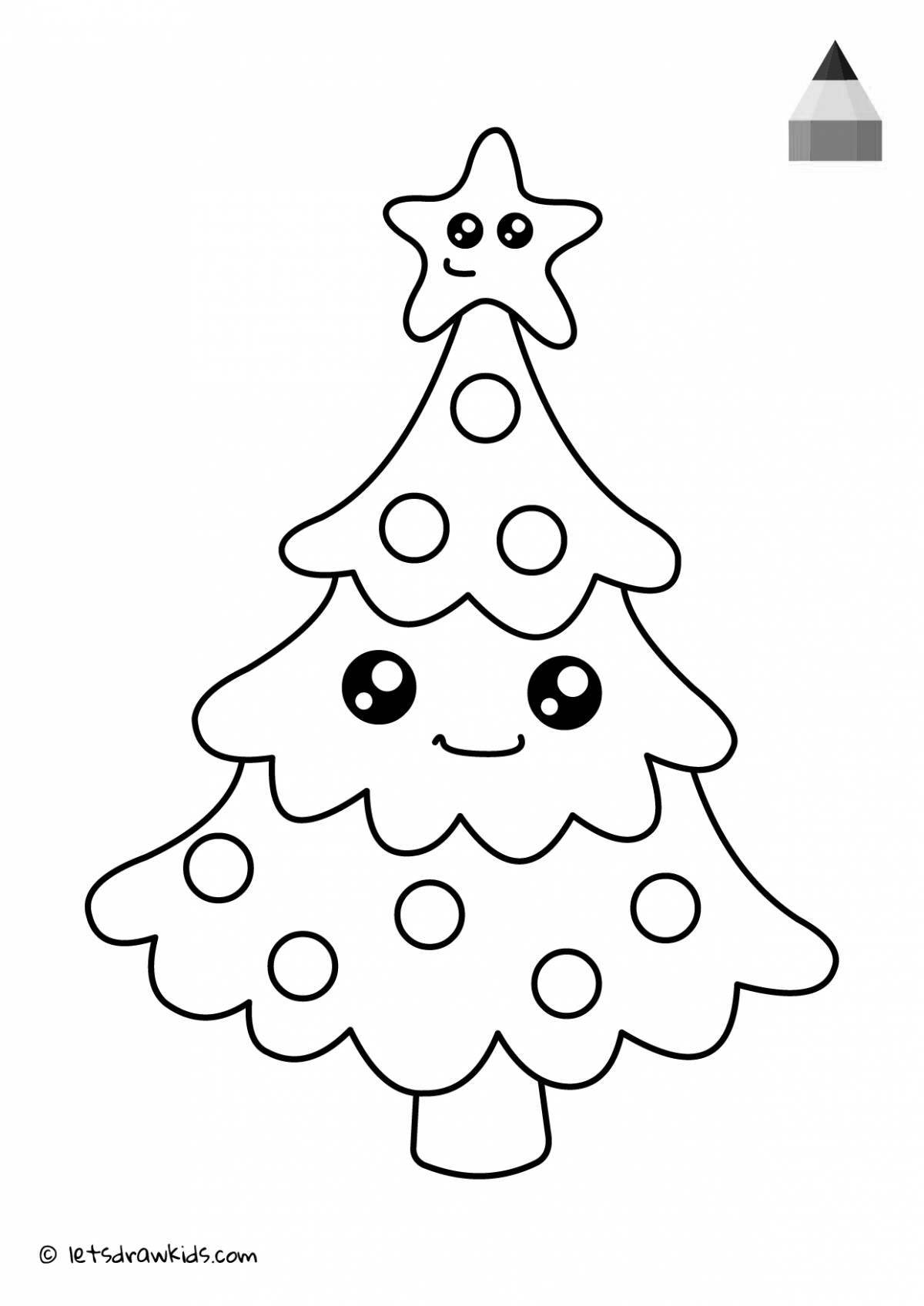 Coloring exotic christmas tree for kids