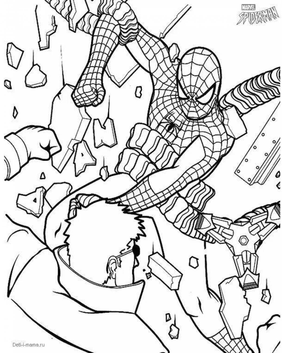 Spiderman's playful coloring page