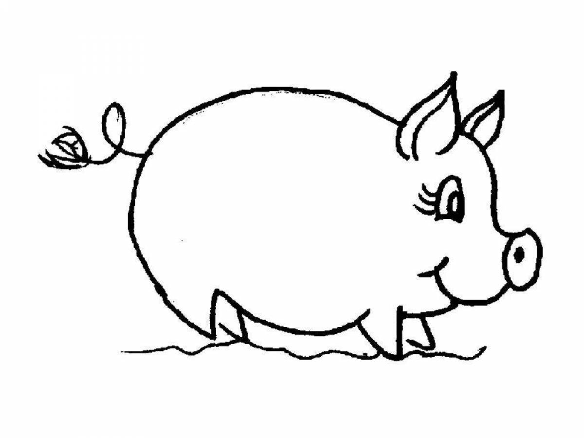 Adorable pig coloring book for kids