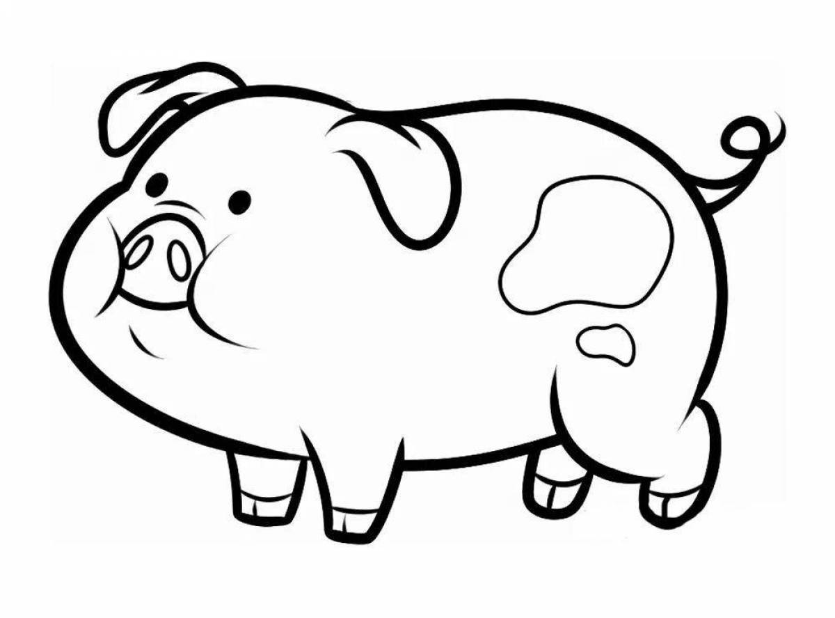 Playful pig coloring for kids