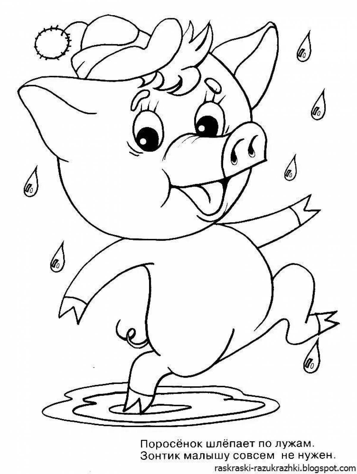 Lovely coloring pig for kids