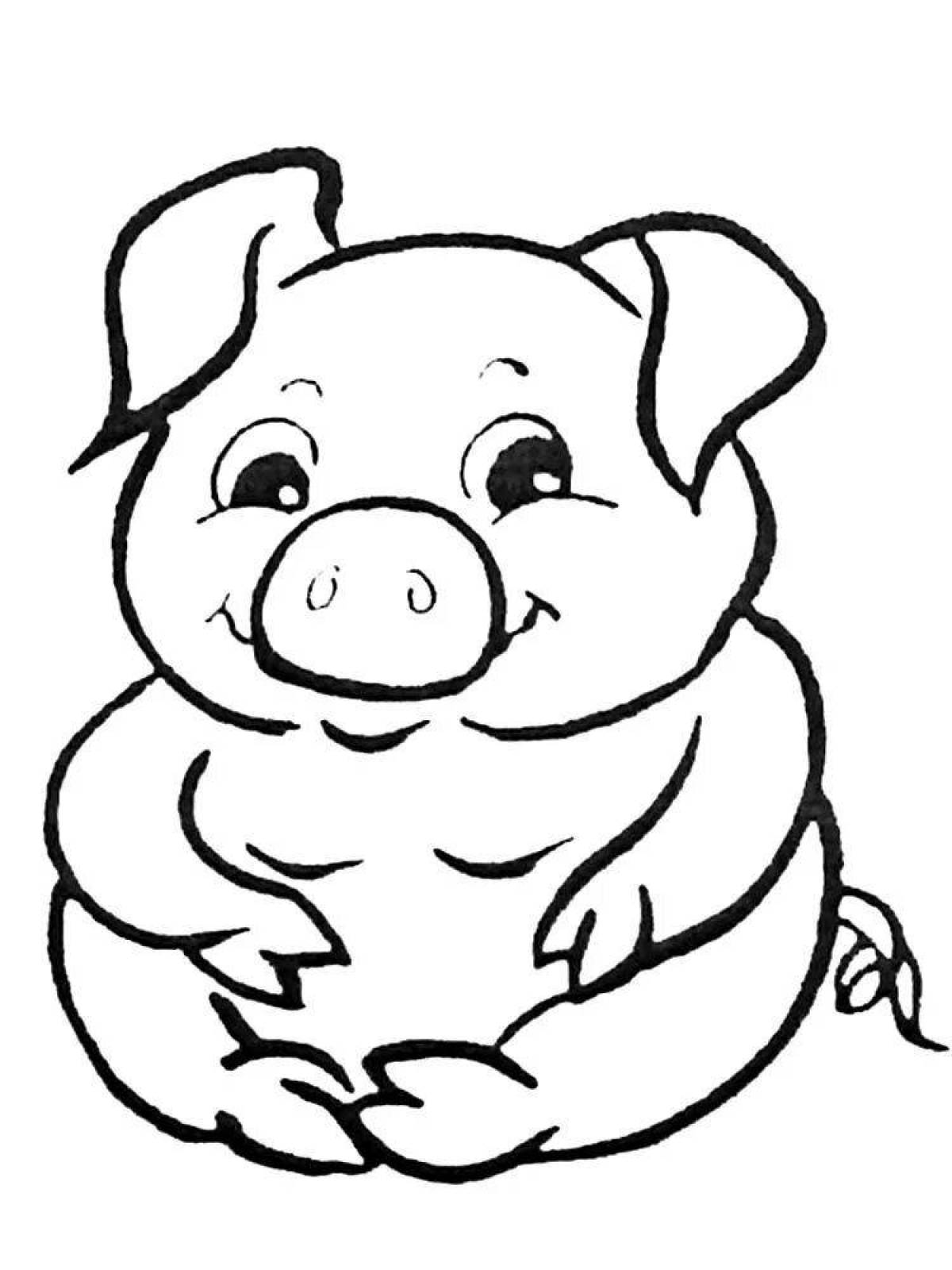 Happy pig coloring book for kids