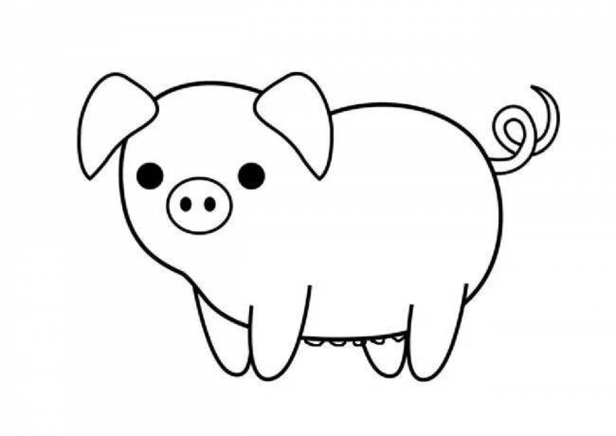 Fancy coloring pig for kids