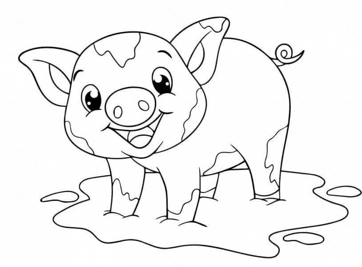 Creative pig coloring for kids