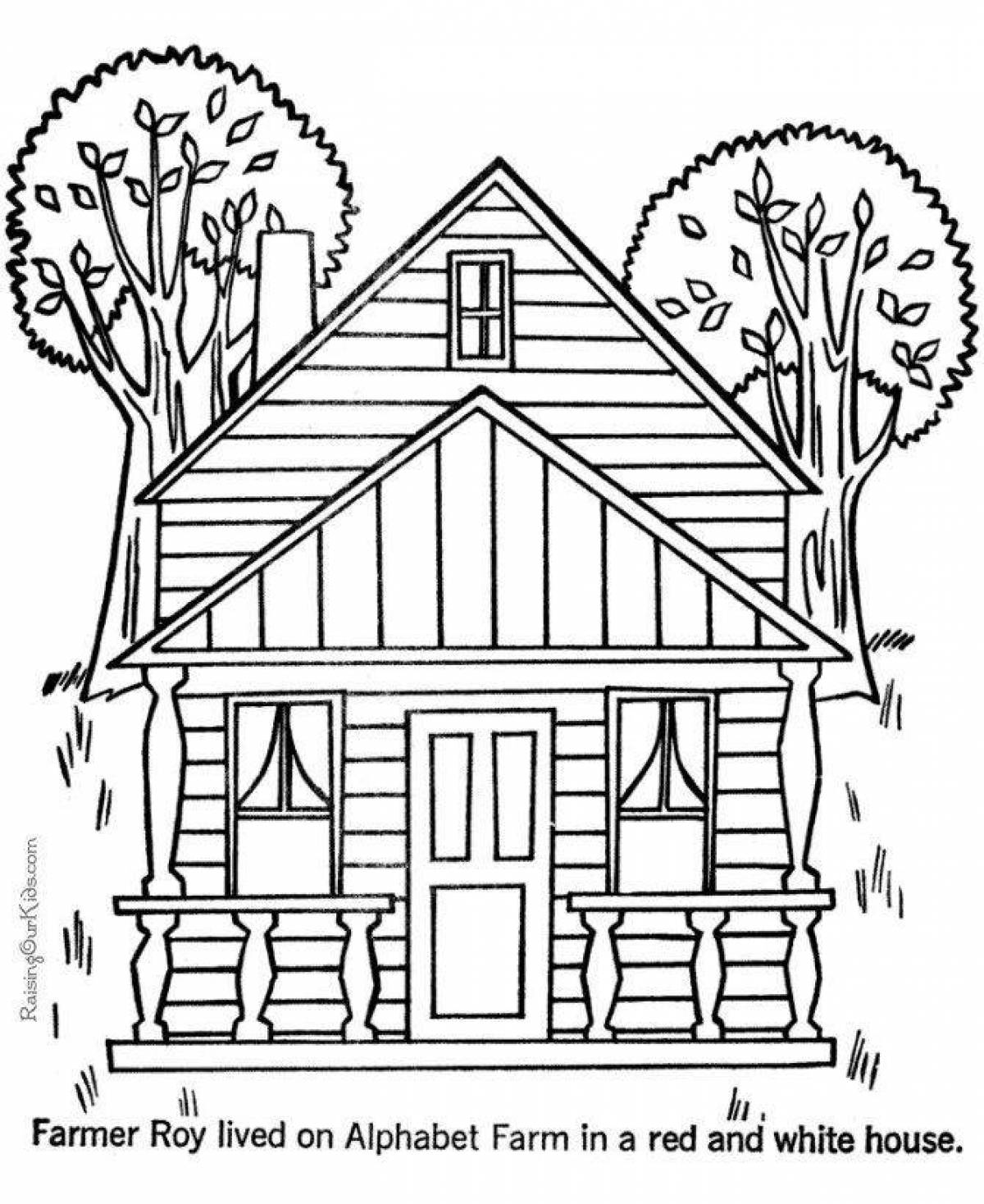 Shiny house coloring for kids