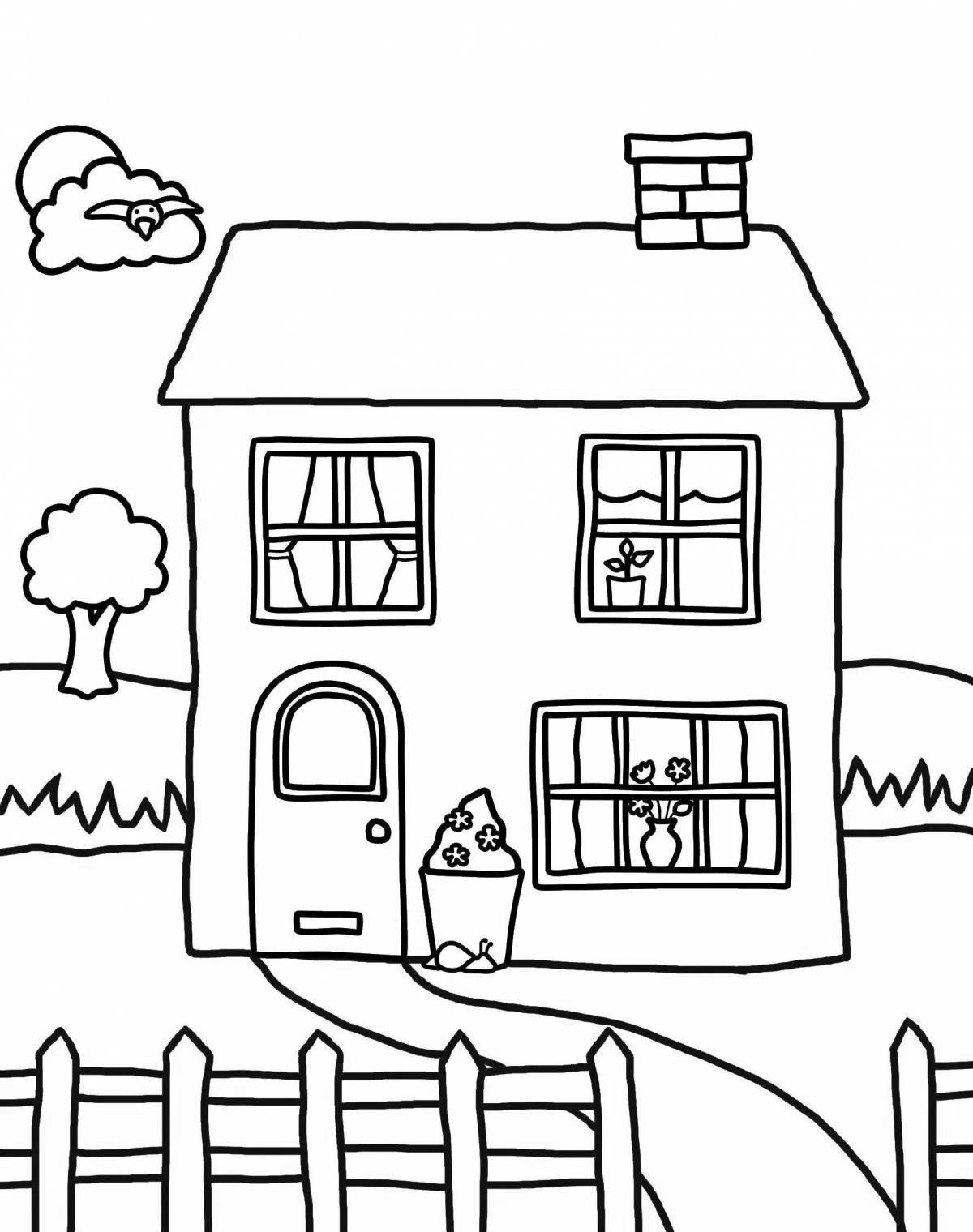 Colored house coloring book for kids