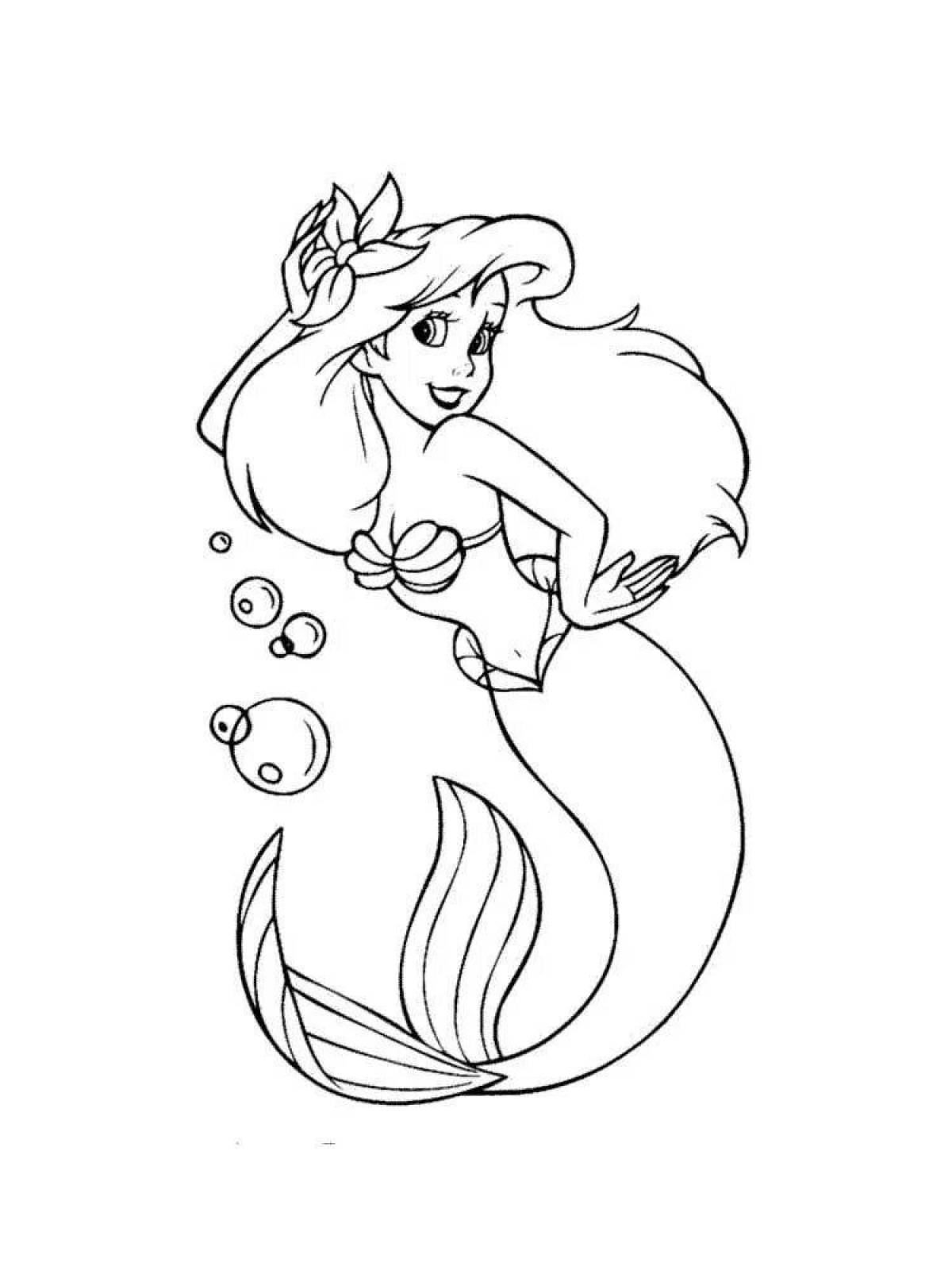 Glowing ariel coloring book for kids