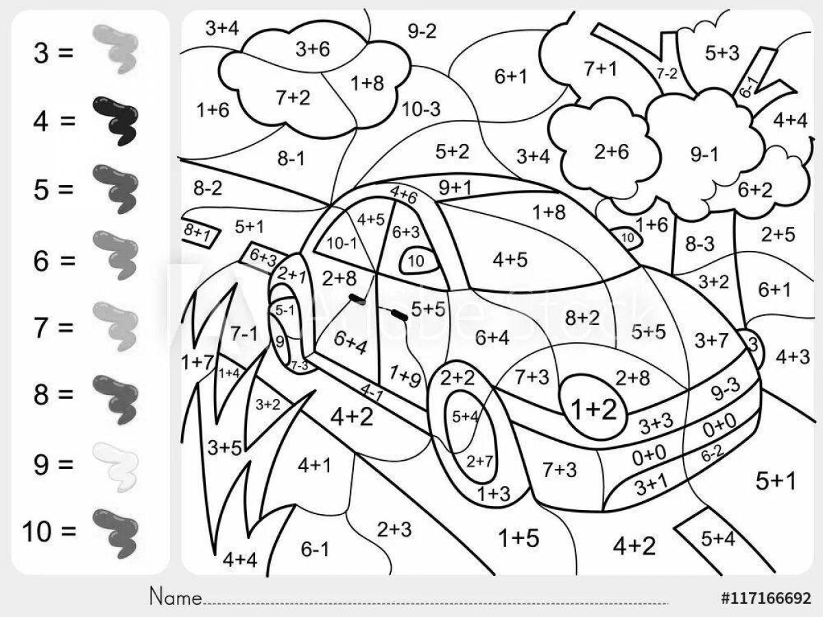 Attractive math coloring book for 5-7 year olds