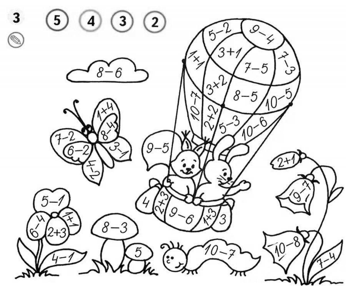 Photo Magic math coloring book for kids 5-7 years old