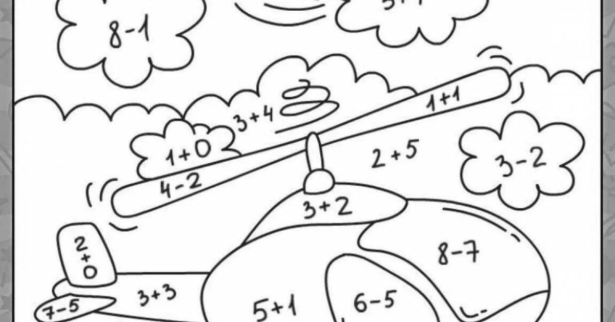 Unique math coloring book for kids 5-7 years old