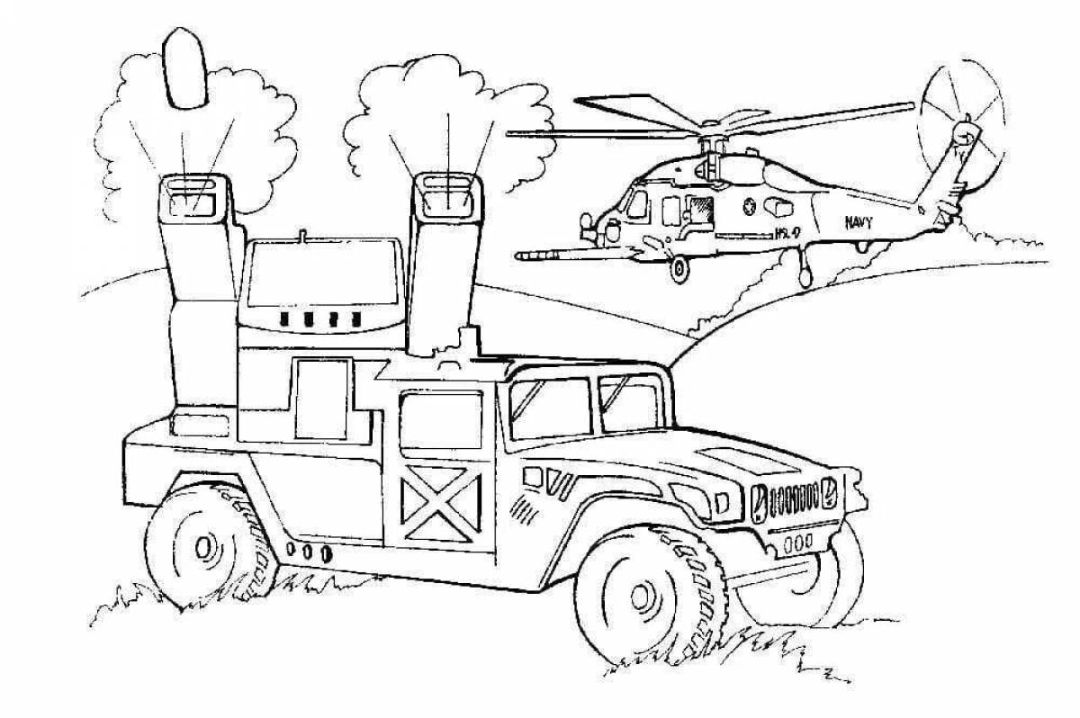 Dazzling military coloring book for 6-7 year olds