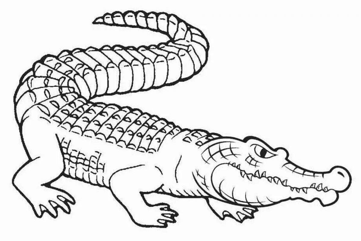 Adorable alligator coloring page