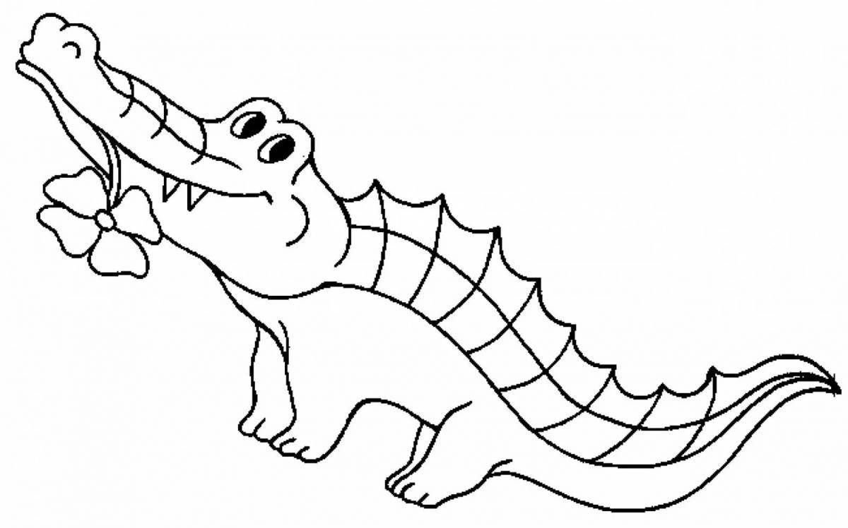 Анимированная страница раскраски аллигатора