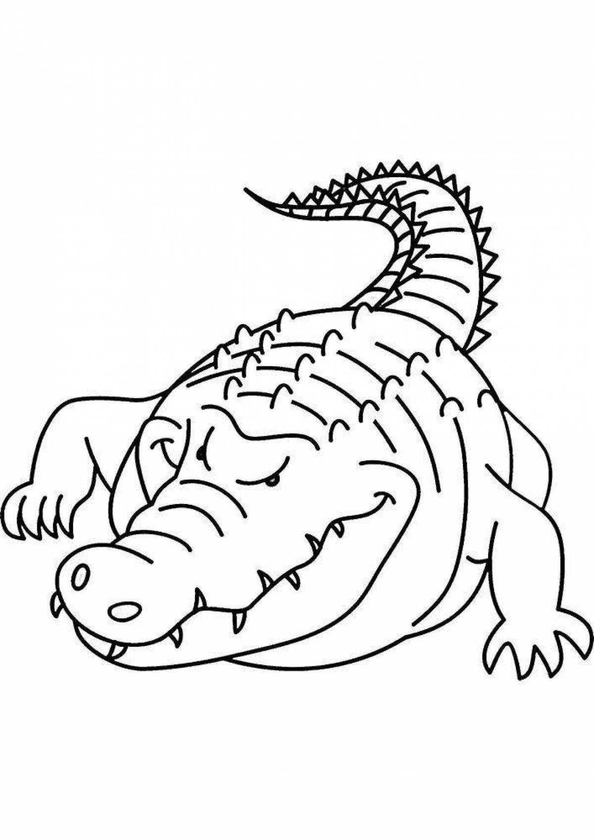 Fancy alligator coloring page