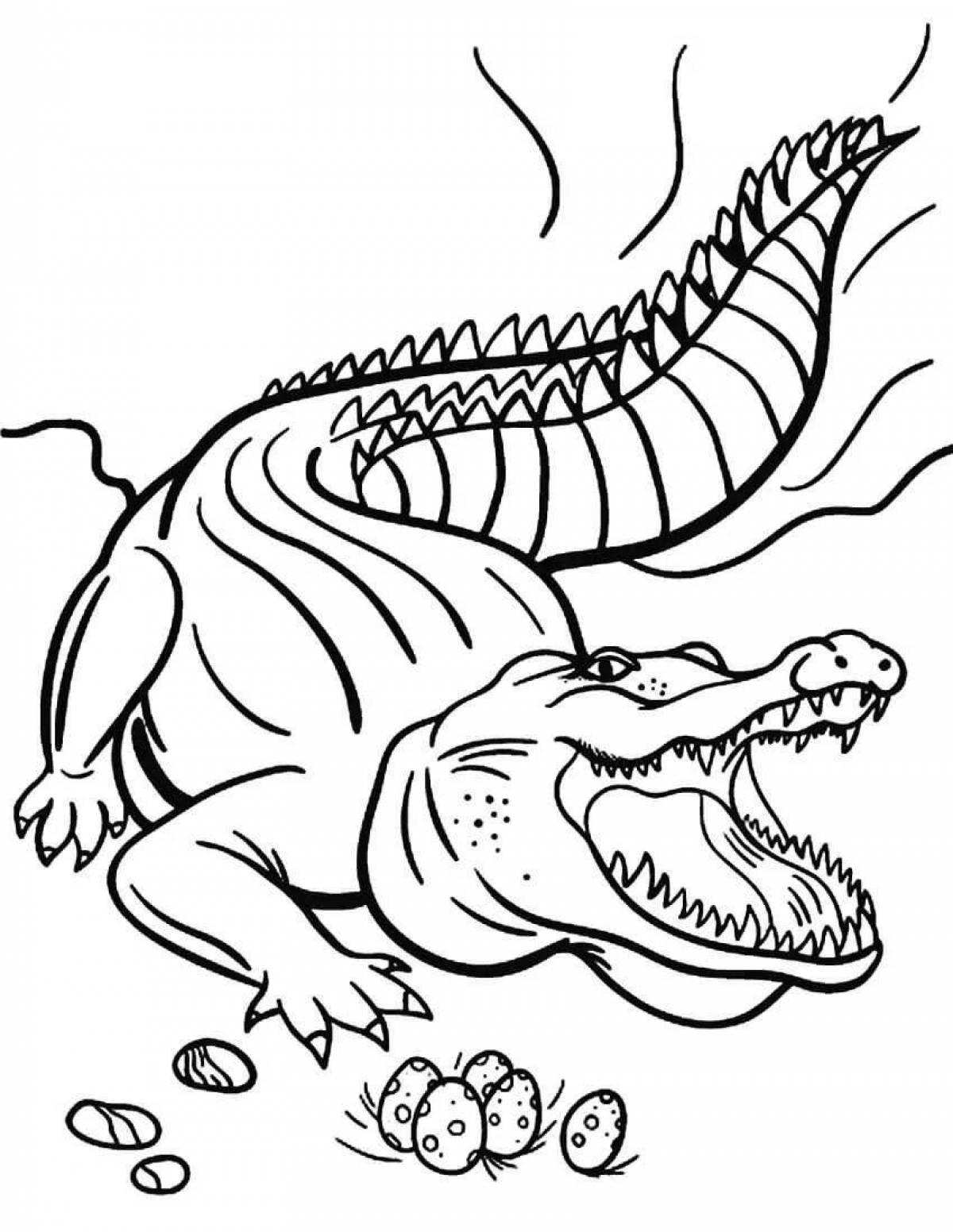 Impressive alligator coloring page