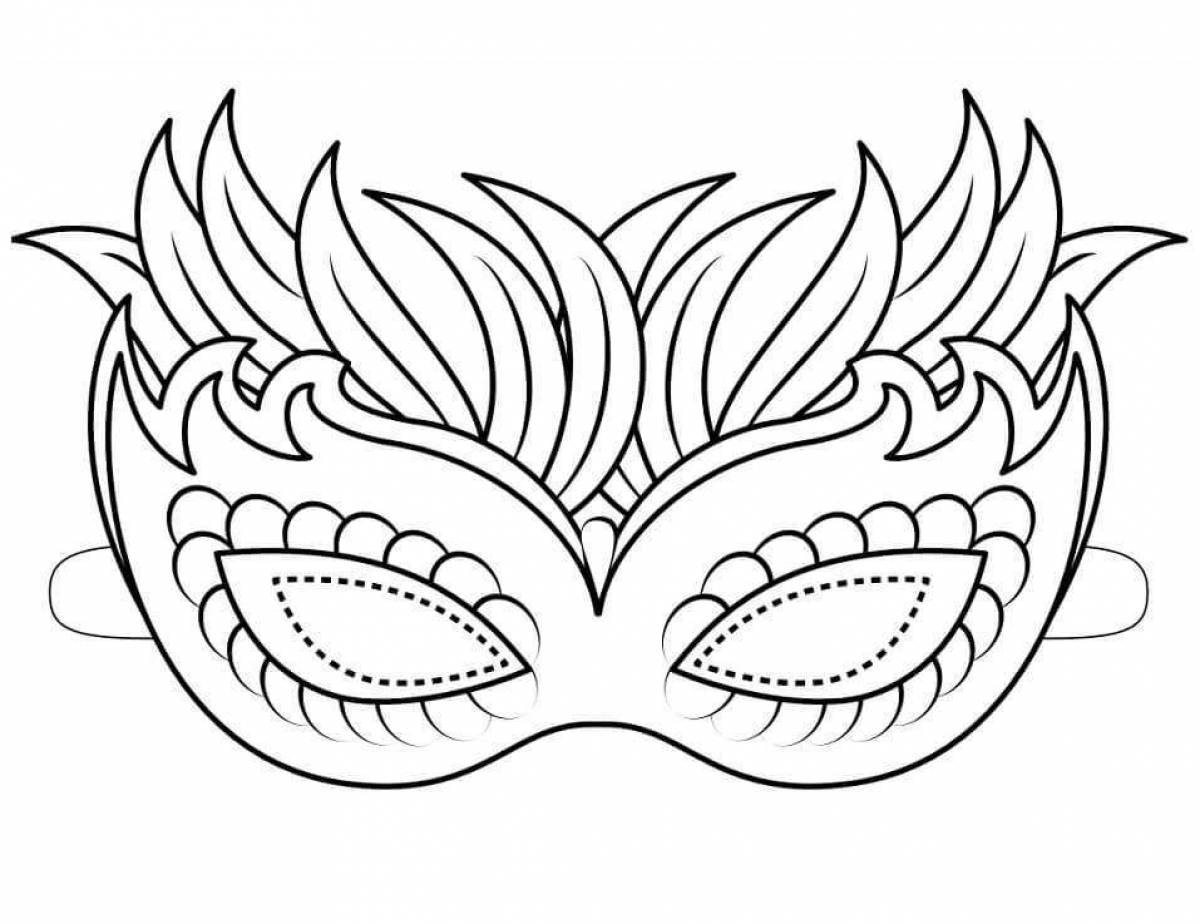 Glowing theatrical mask coloring page