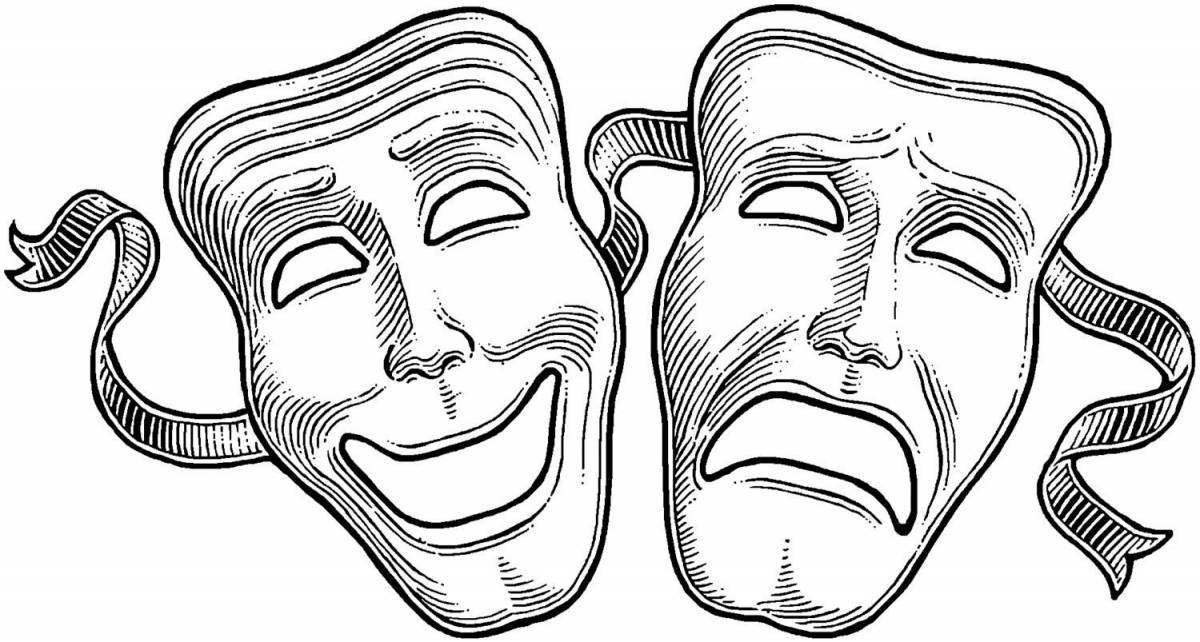 Coloring page magic theatrical mask