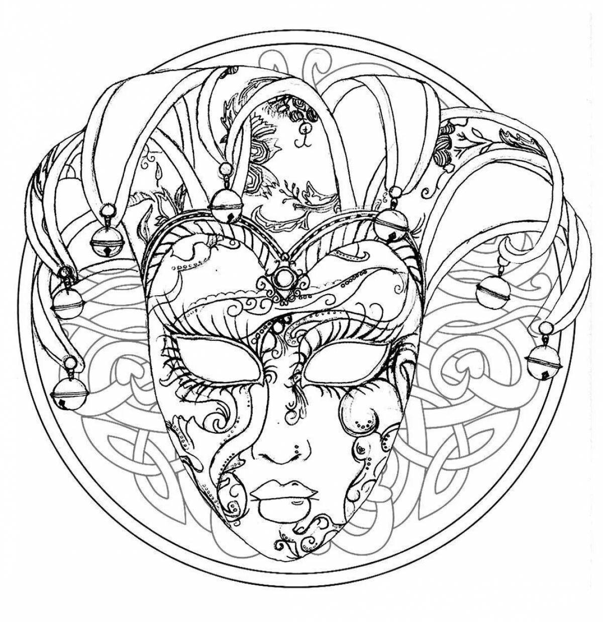 Coloring mystical theatrical mask