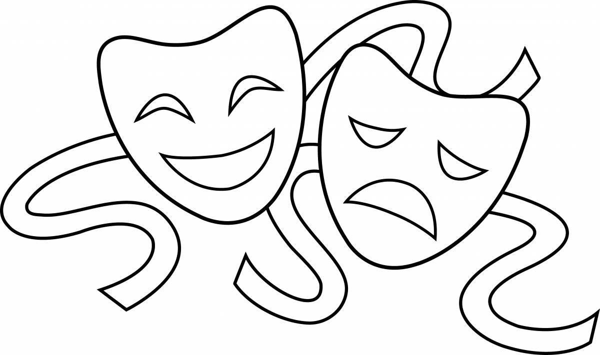 Coloring page eccentric theatrical mask