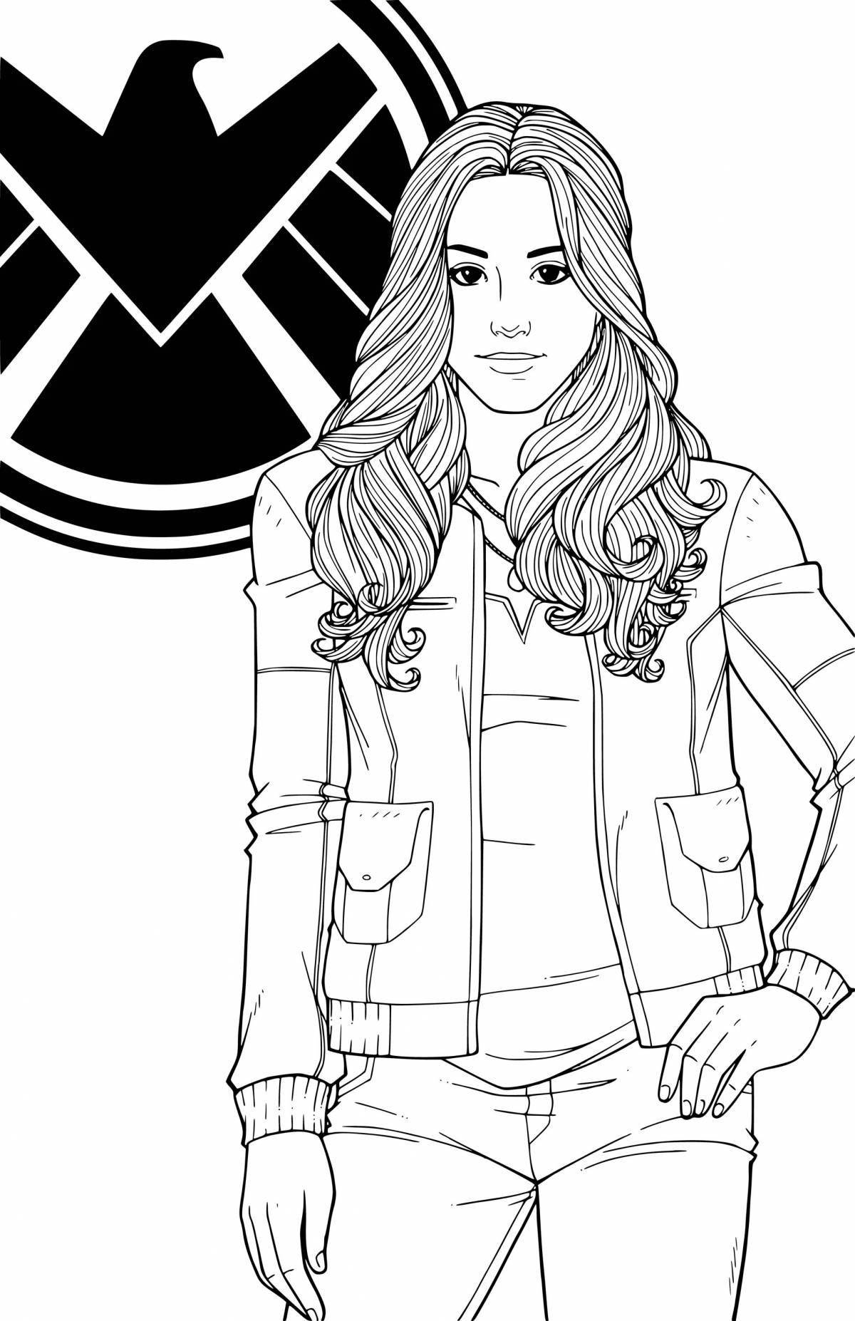 Captain Marvel glitter coloring page