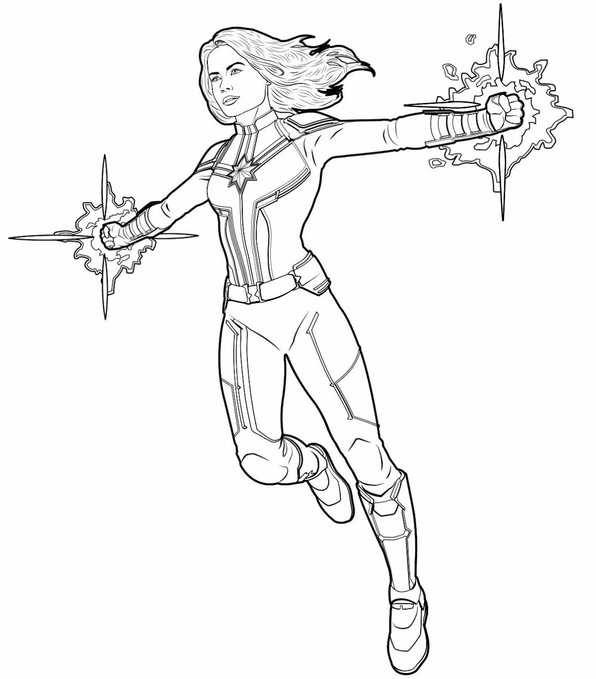 Exotic captain marvel coloring page