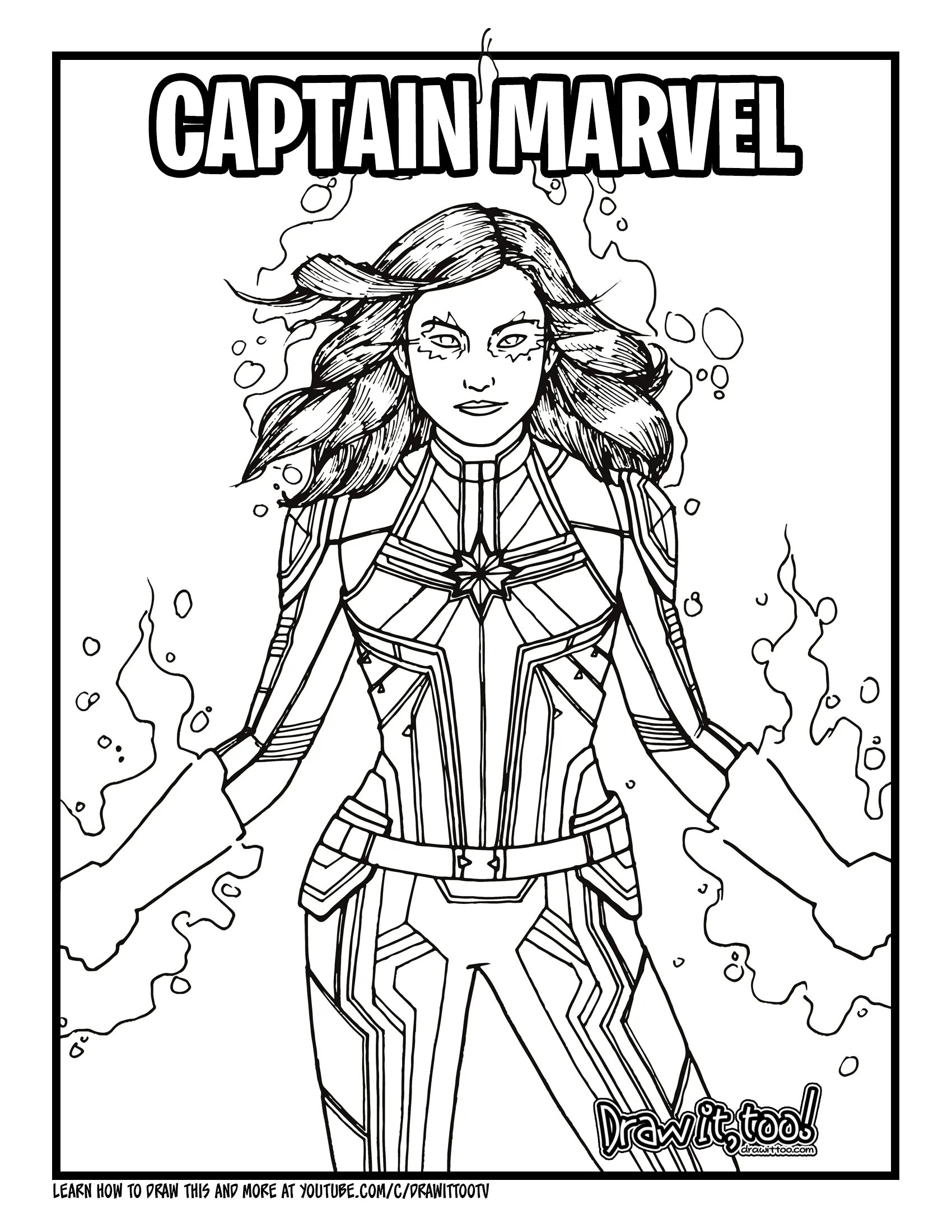 Greatly colored captain marvel coloring page