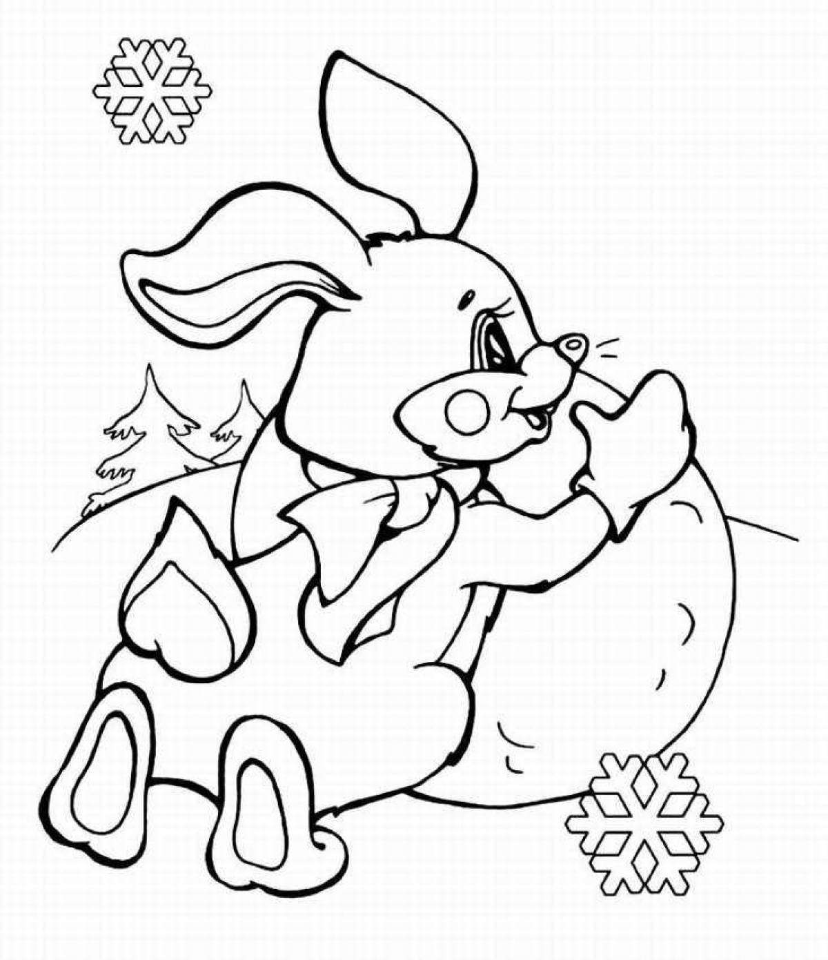 Playful coloring rabbit 2023