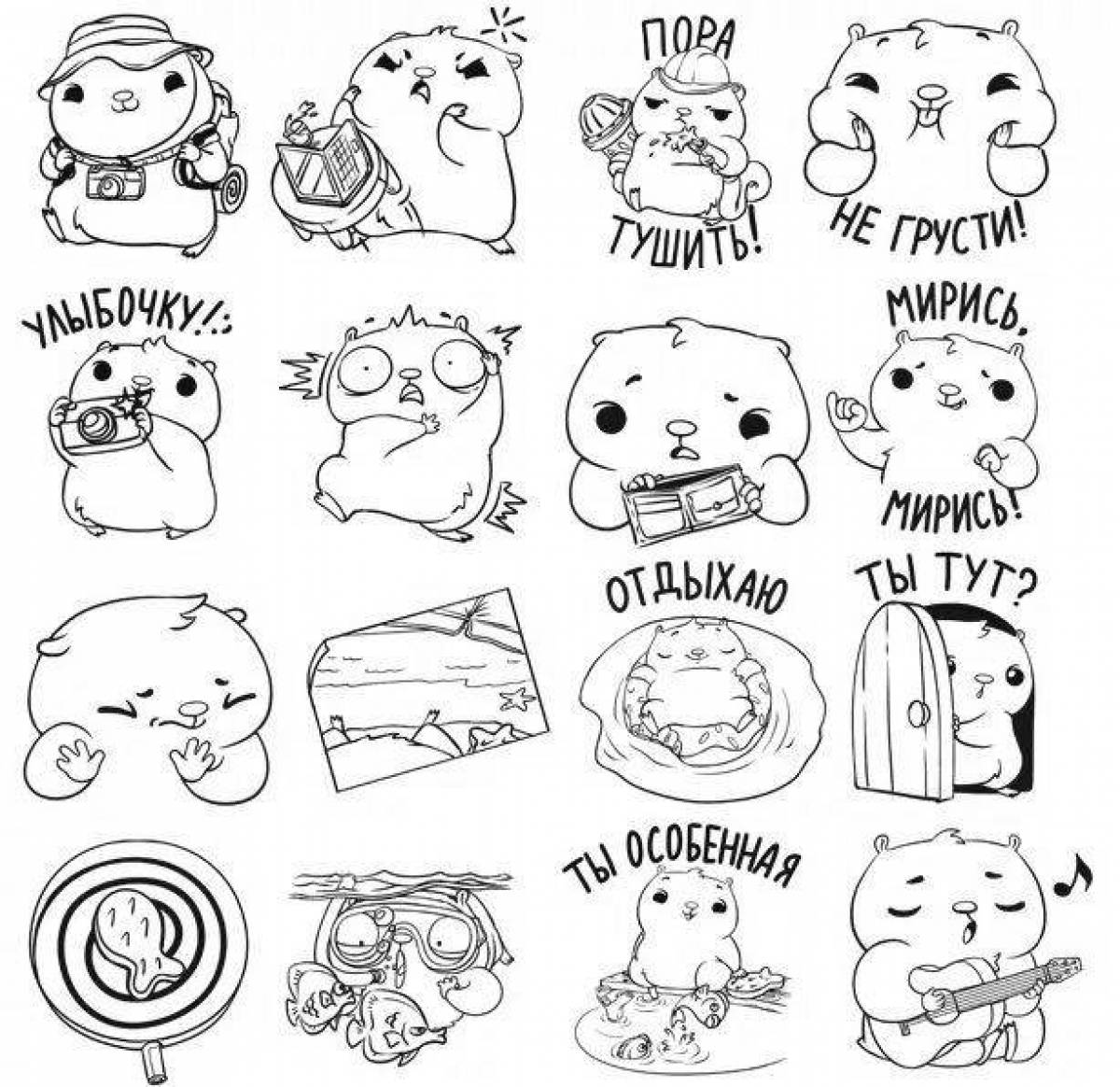 Charming coloring cute stickers