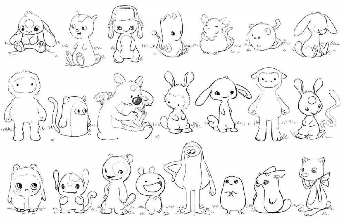 Playful coloring cute stickers