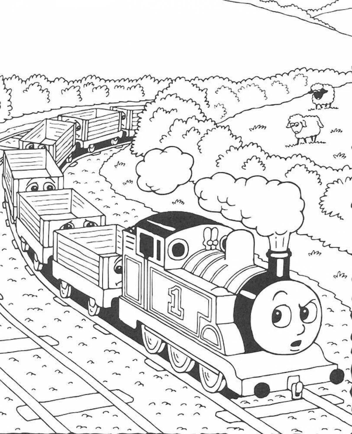 Веселый томас локомотив раскраска