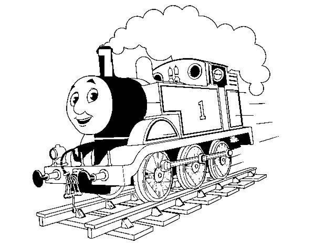 Jolly thomas locomotive coloring page