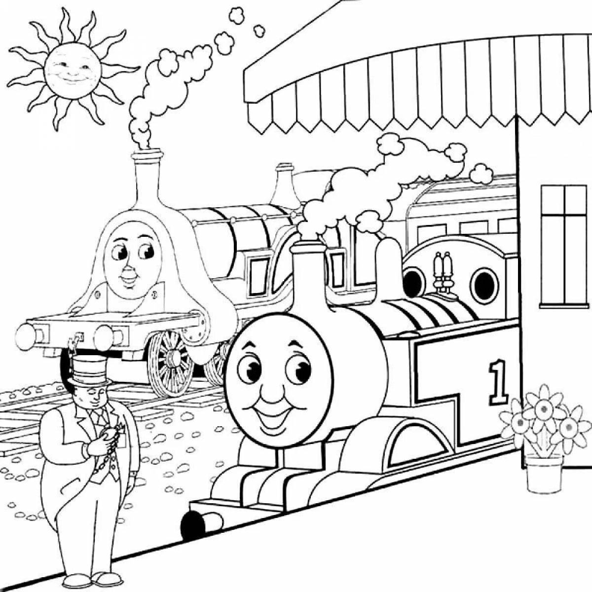 Coloring book playful thomas locomotive