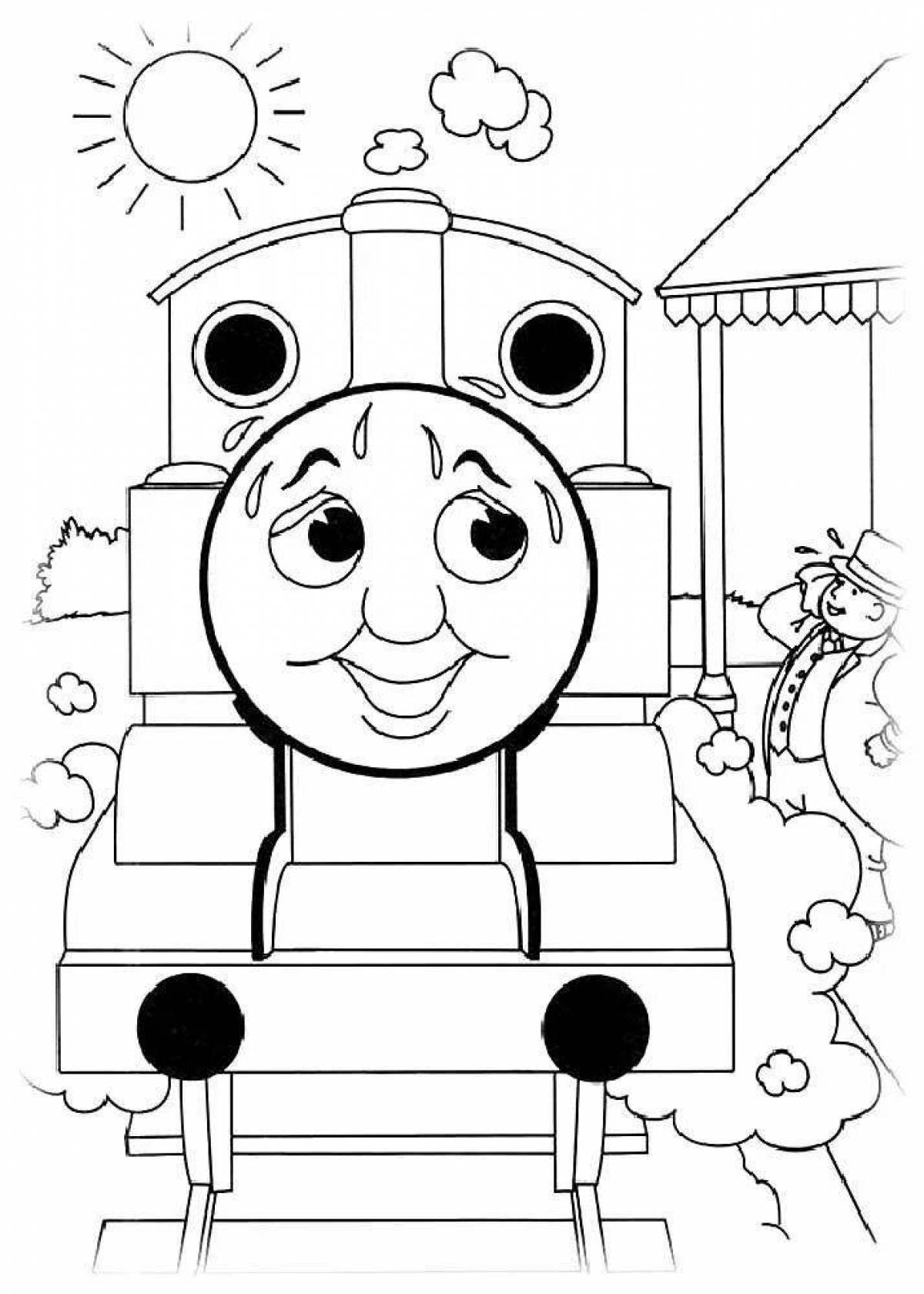 Потрясающая страница раскраски локомотива томаса