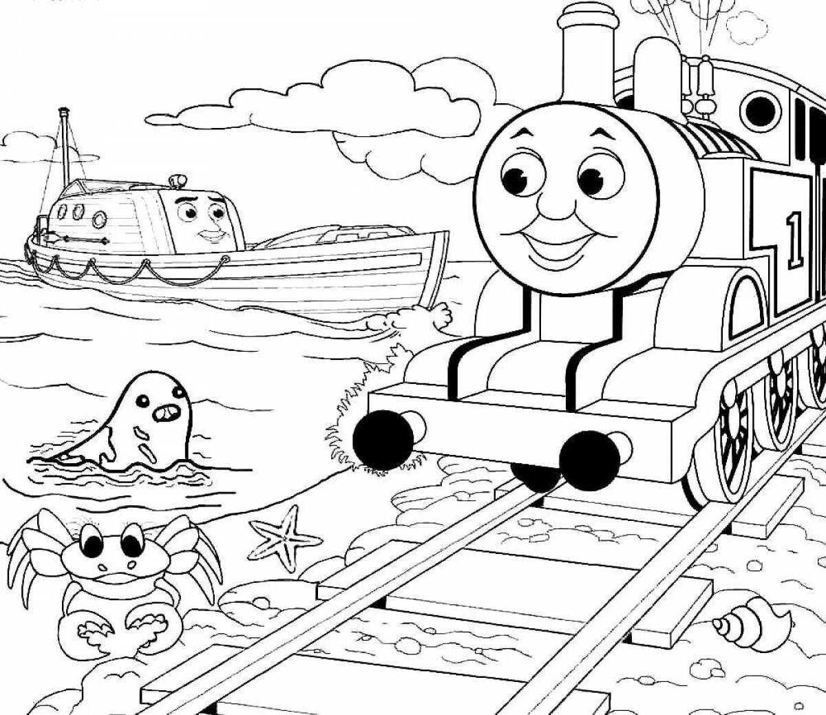 Симпатичная страница раскраски локомотива томаса