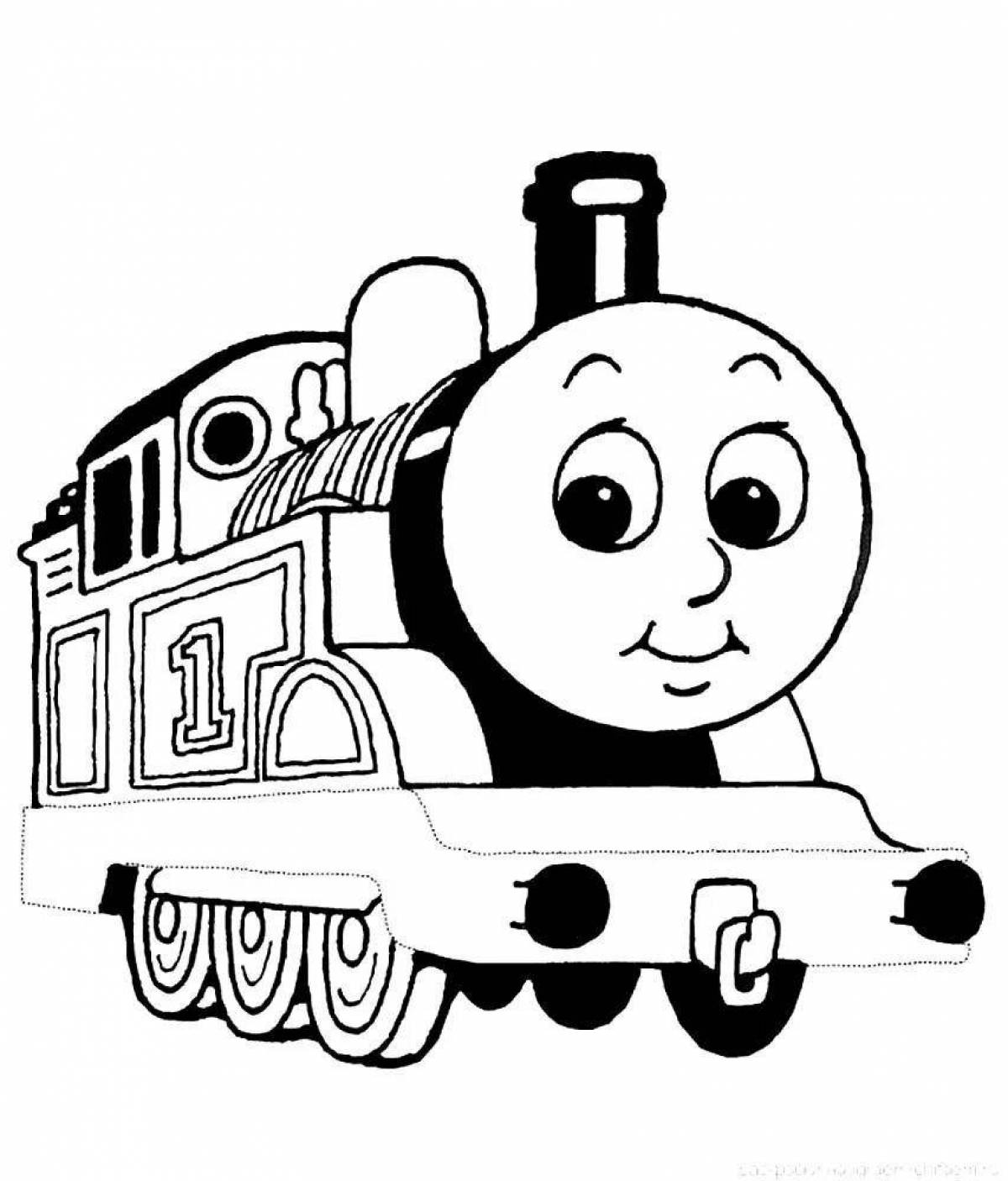 Очаровательная страница раскраски локомотива томаса