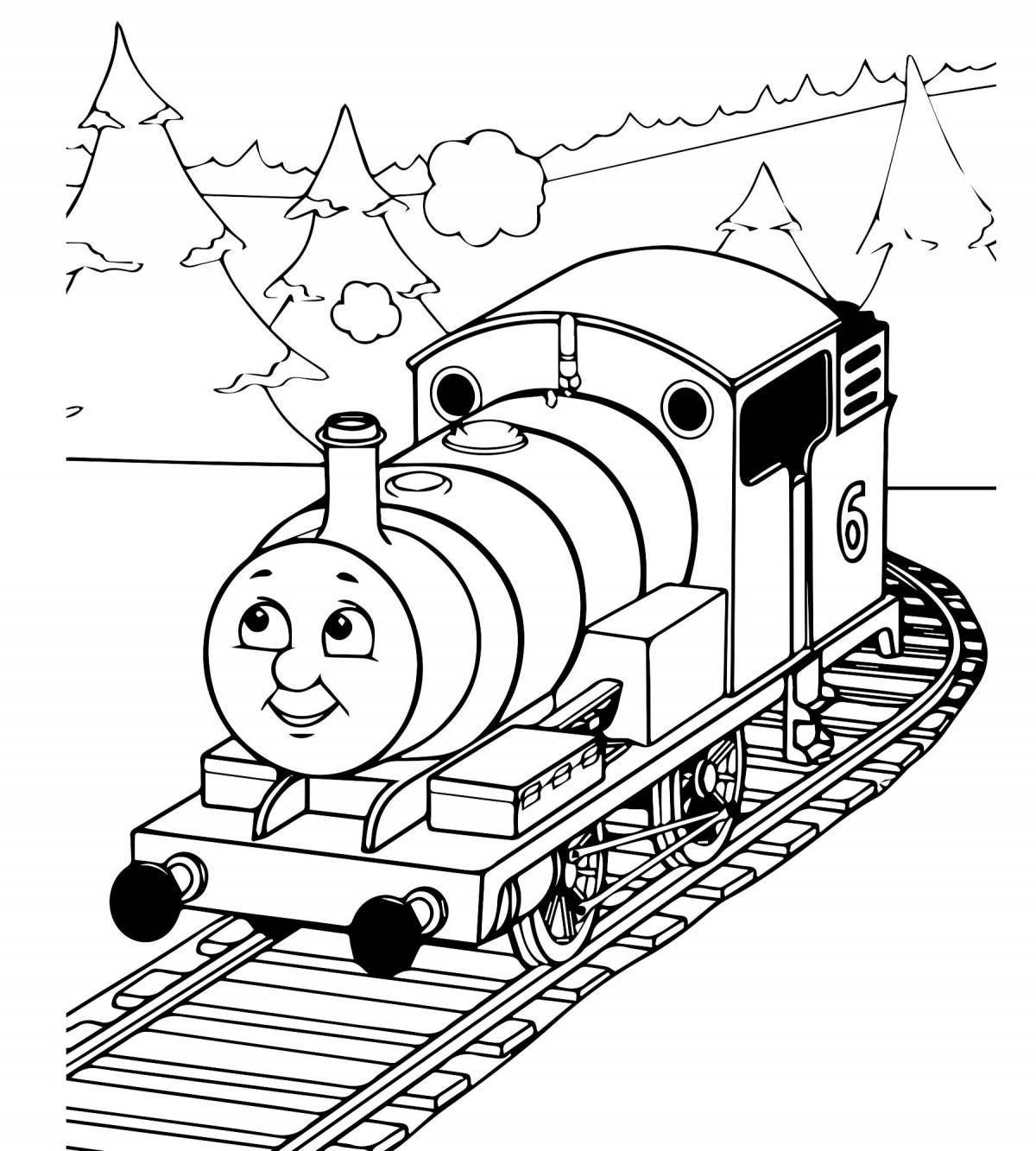 Dramatic thomas locomotive coloring page