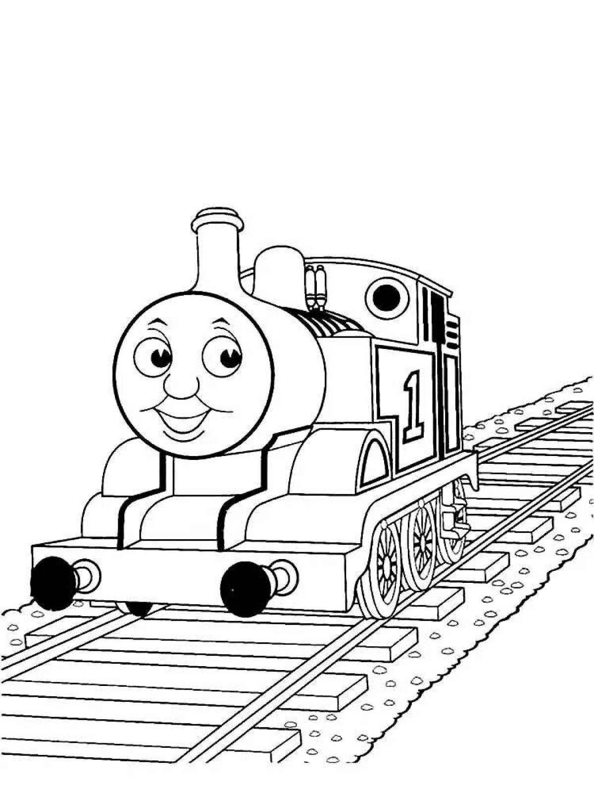 Интригующая страница раскраски локомотива томаса