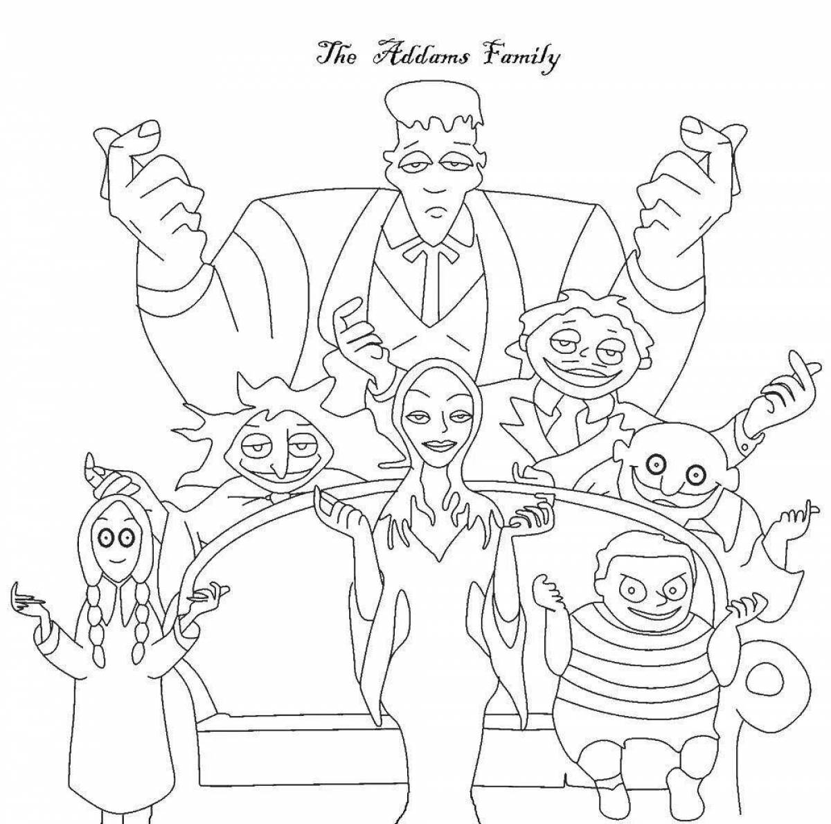 Glittering adams family coloring book