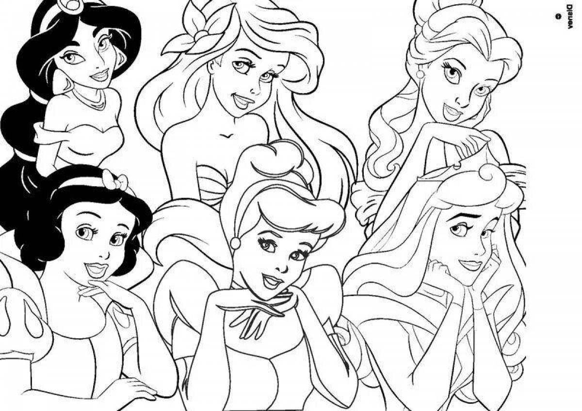 Disney princess glitter coloring pages