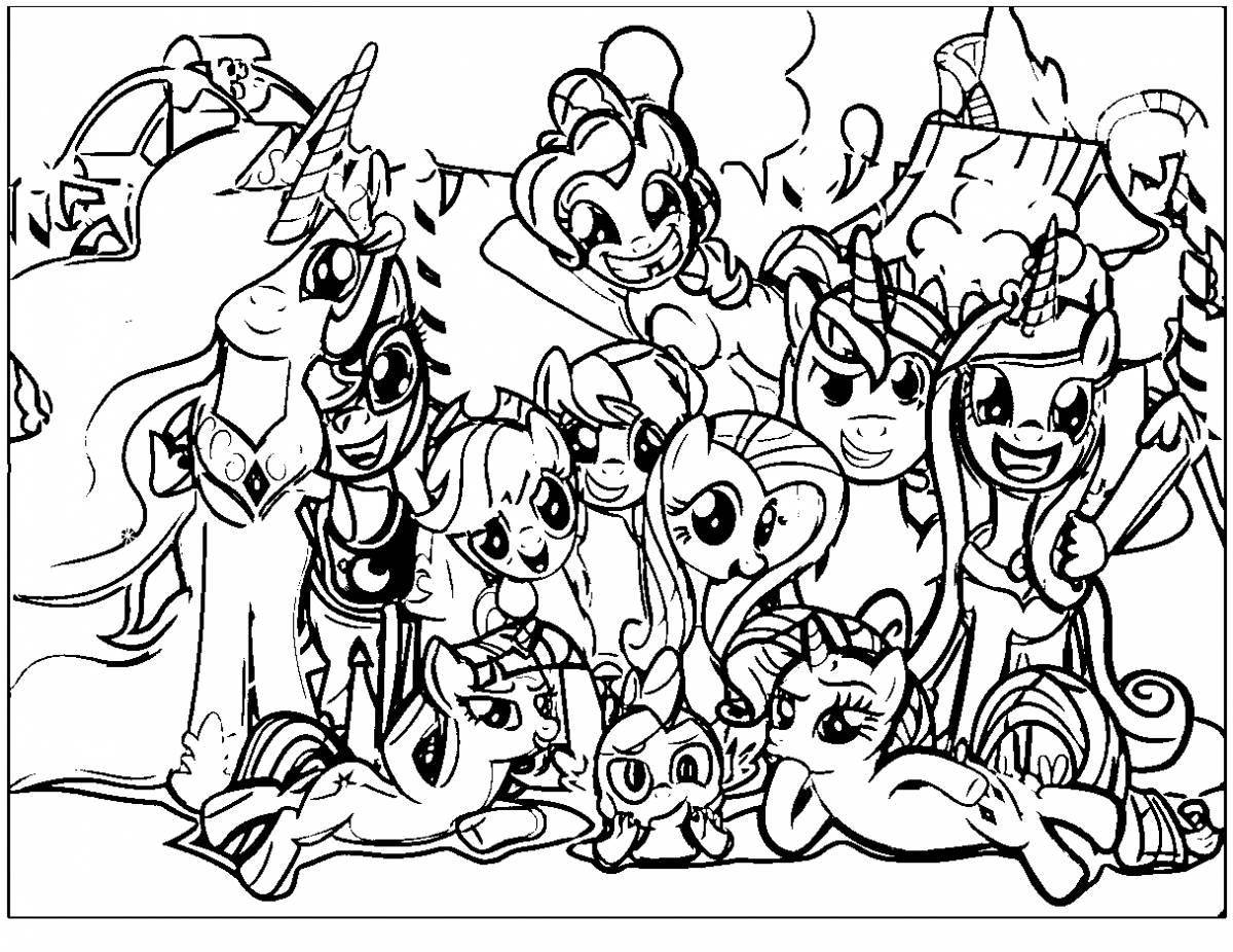 Coloring book shining pony playtime