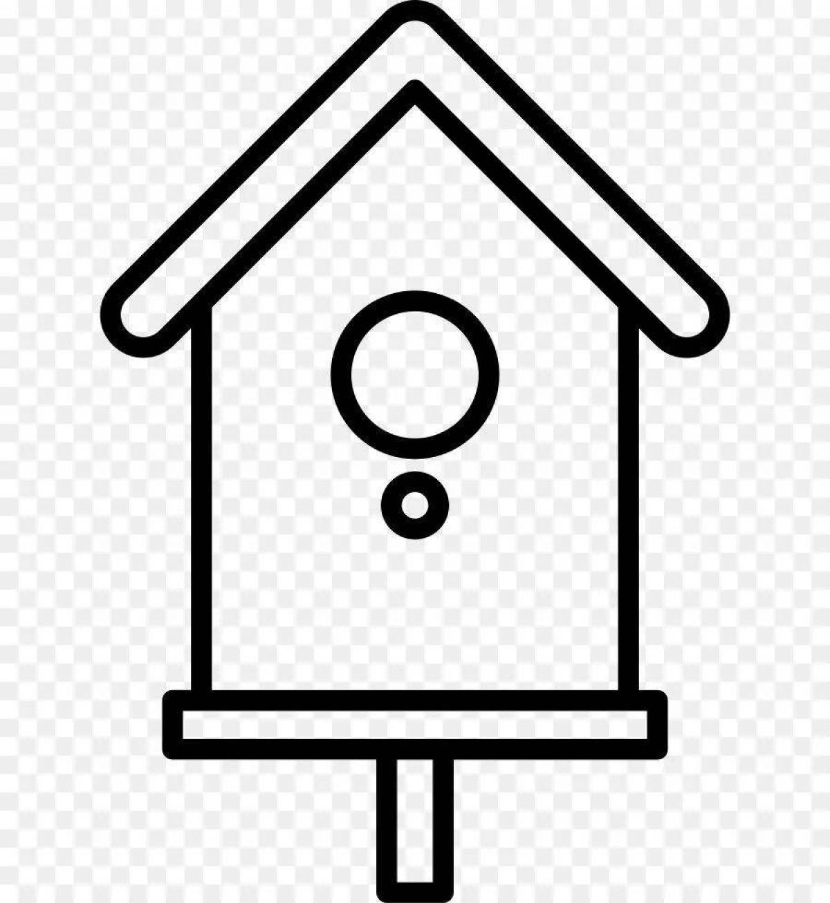 Colorful birdhouse coloring page for kids