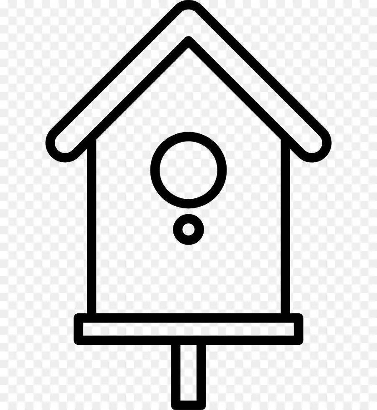 Colorful birdhouse coloring page for kids