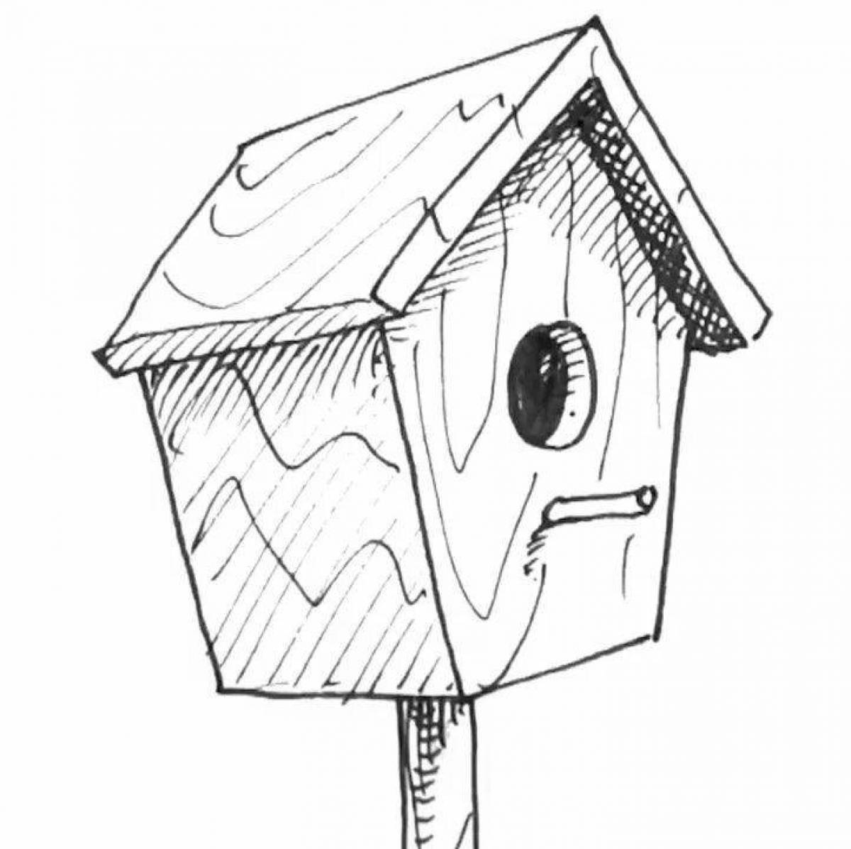 Bright coloring birdhouse for children