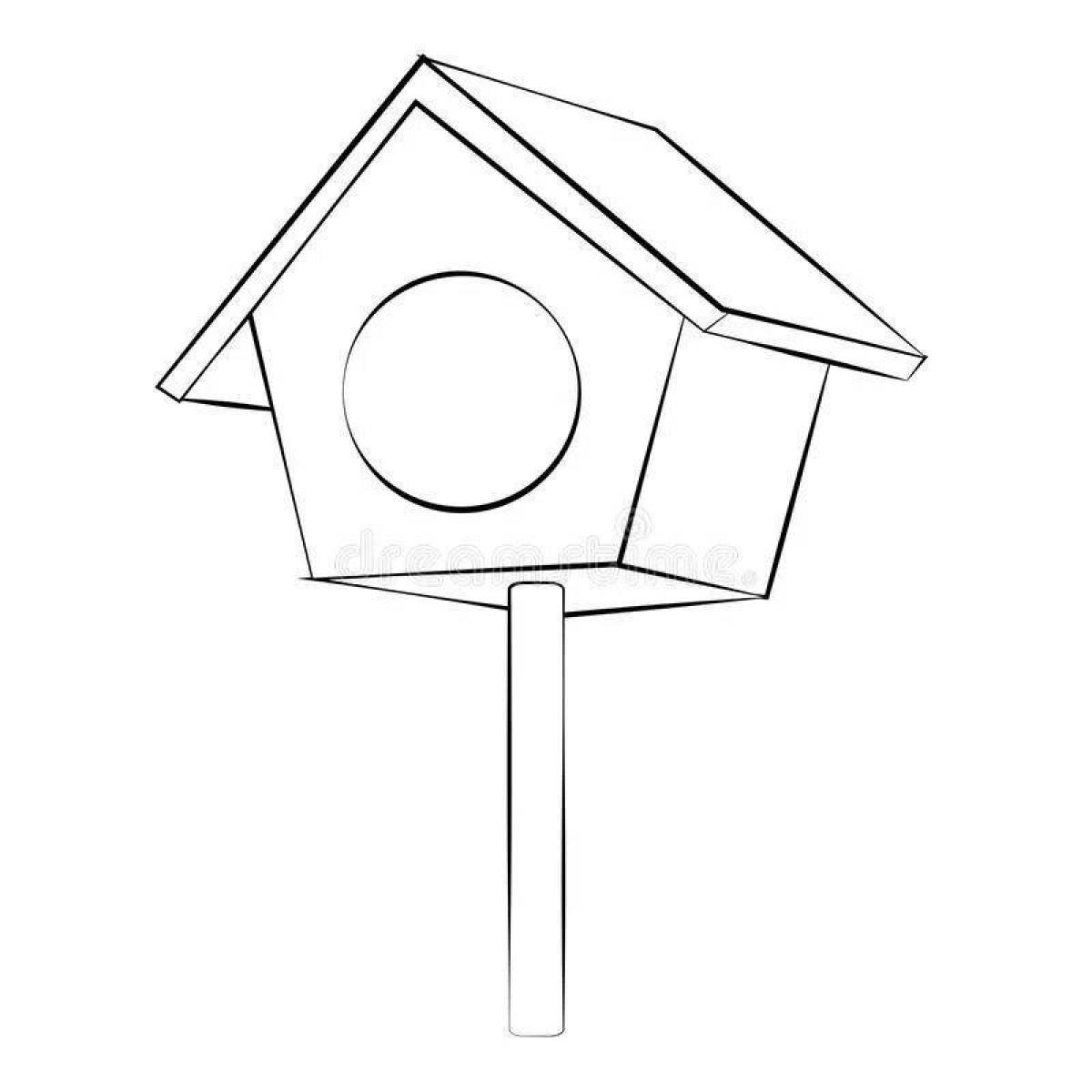 Adorable birdhouse coloring book for kids