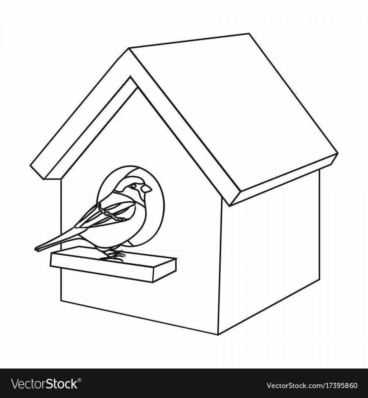 Joyful coloring birdhouse for children