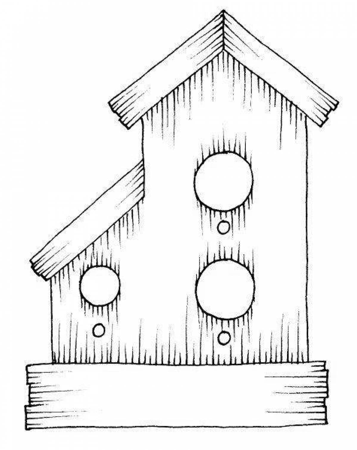 Colorful birdhouse coloring pages for kids